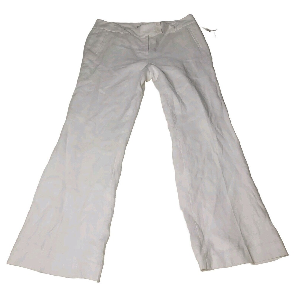 Madison Pants Womens Sz 12 - 36W x 30L White Boating Linen Beach Summer Cottage